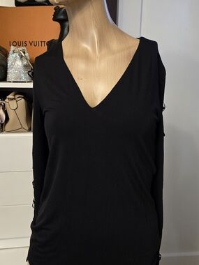 Express Black V-Neck Long Sleeve Top Sz S